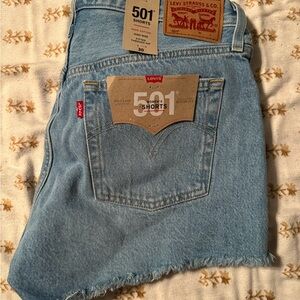 Levi's Light Blue Denim 501 Shorts